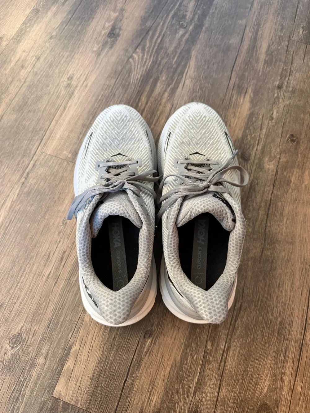 Hoka Light Gray/White Neutral Running Shoes